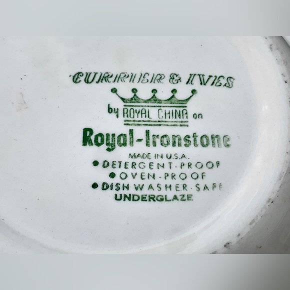 Royal China CURRIER & IVES Blue Scroll MAPLE SUGARING Rimmmed 9” Vegetable Bowl - Picture 15 of 16